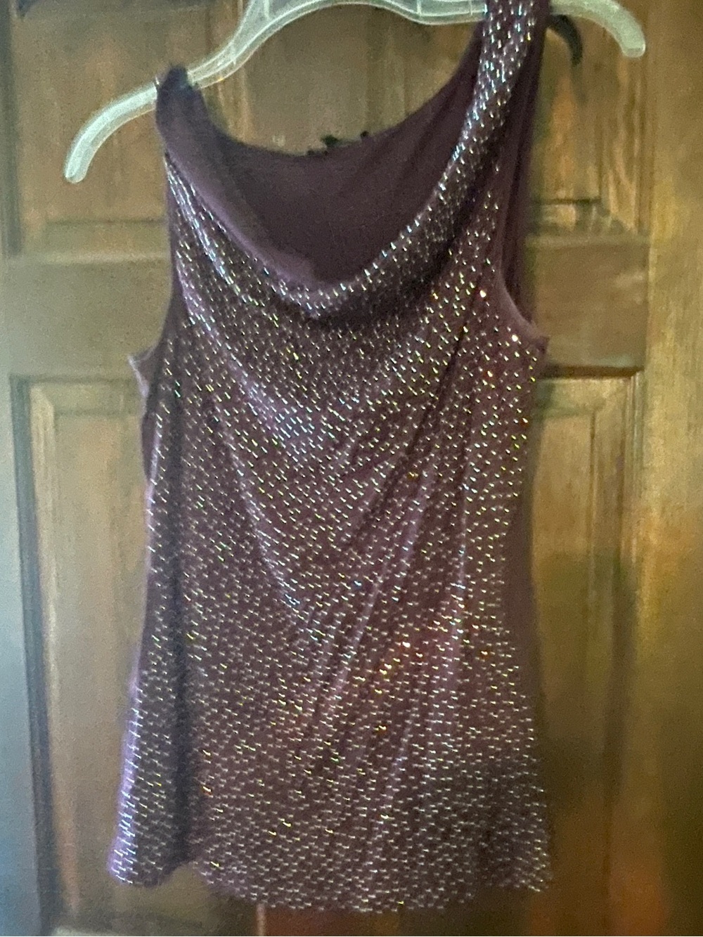 Express Plum Cowl Neck Tank with Metallic Studs